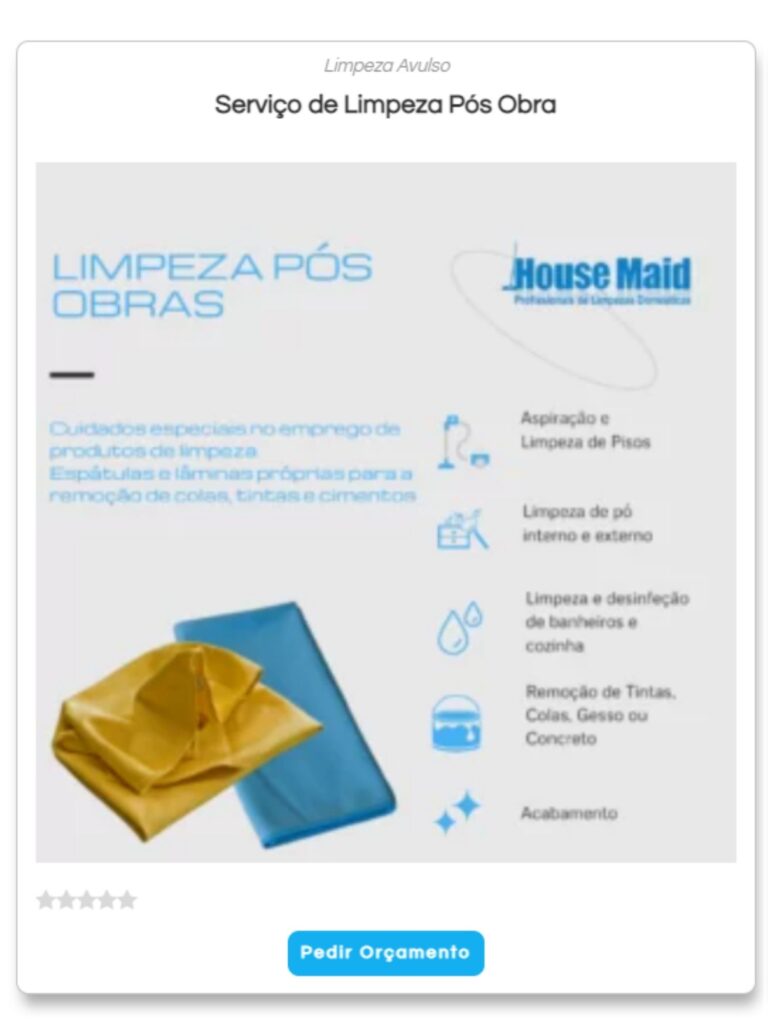 Paleta - limpeza Pos Obra - franquia - house maid